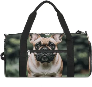 Gym Bags Small Long Ears French Bulldog Duffel Bag Overnight Bag with Shoe Compartment Carryon Bag for Men Women