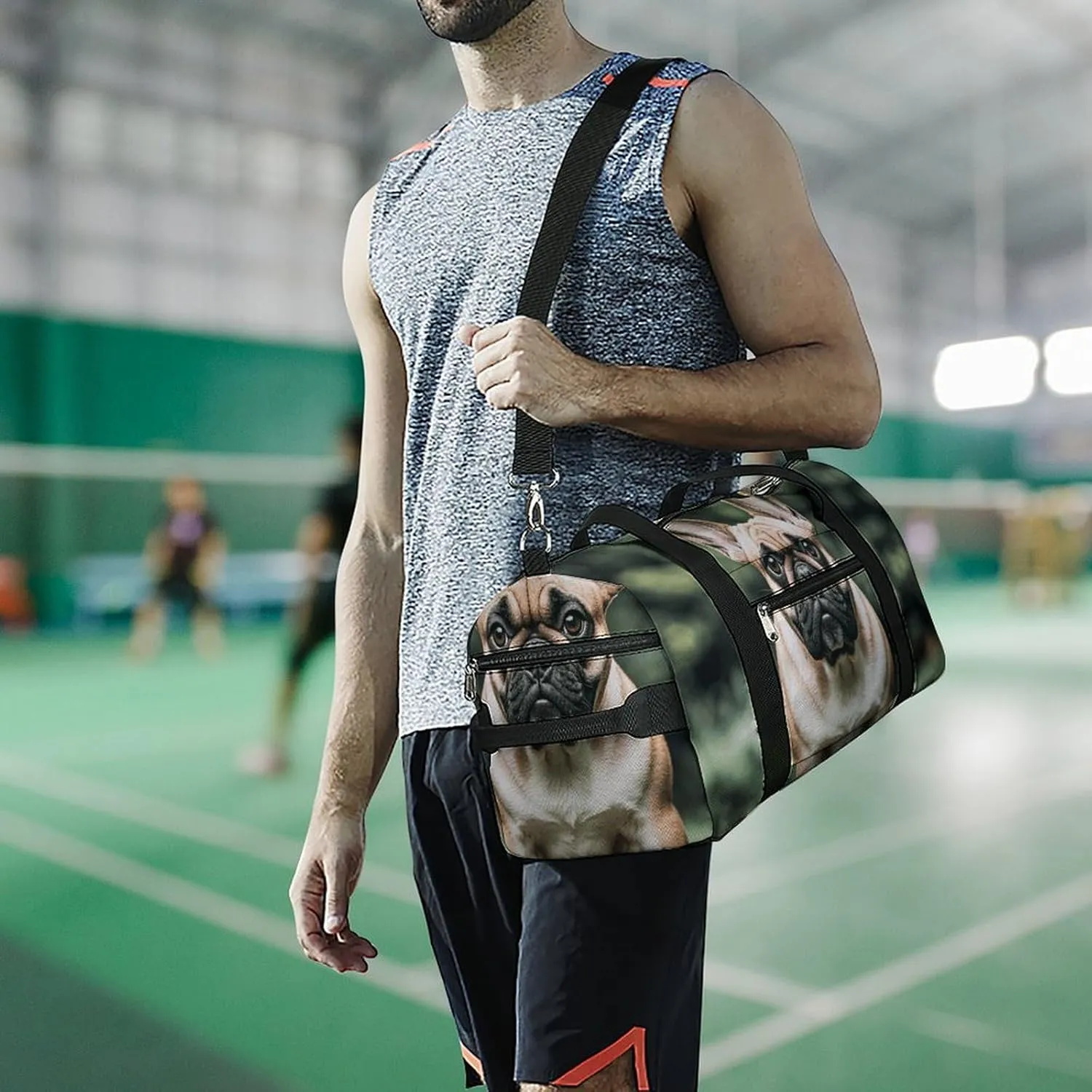 Gym Bags Small Long Ears French Bulldog Duffel Bag Overnight Bag with Shoe Compartment Carryon Bag for Men Women