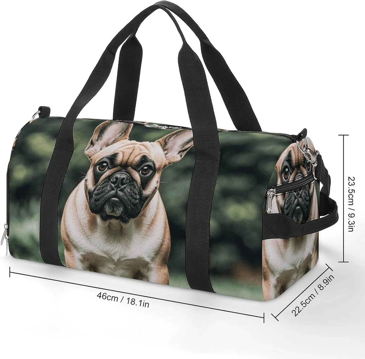 Gym Bags Small Long Ears French Bulldog Duffel Bag Overnight Bag with Shoe Compartment Carryon Bag for Men Women