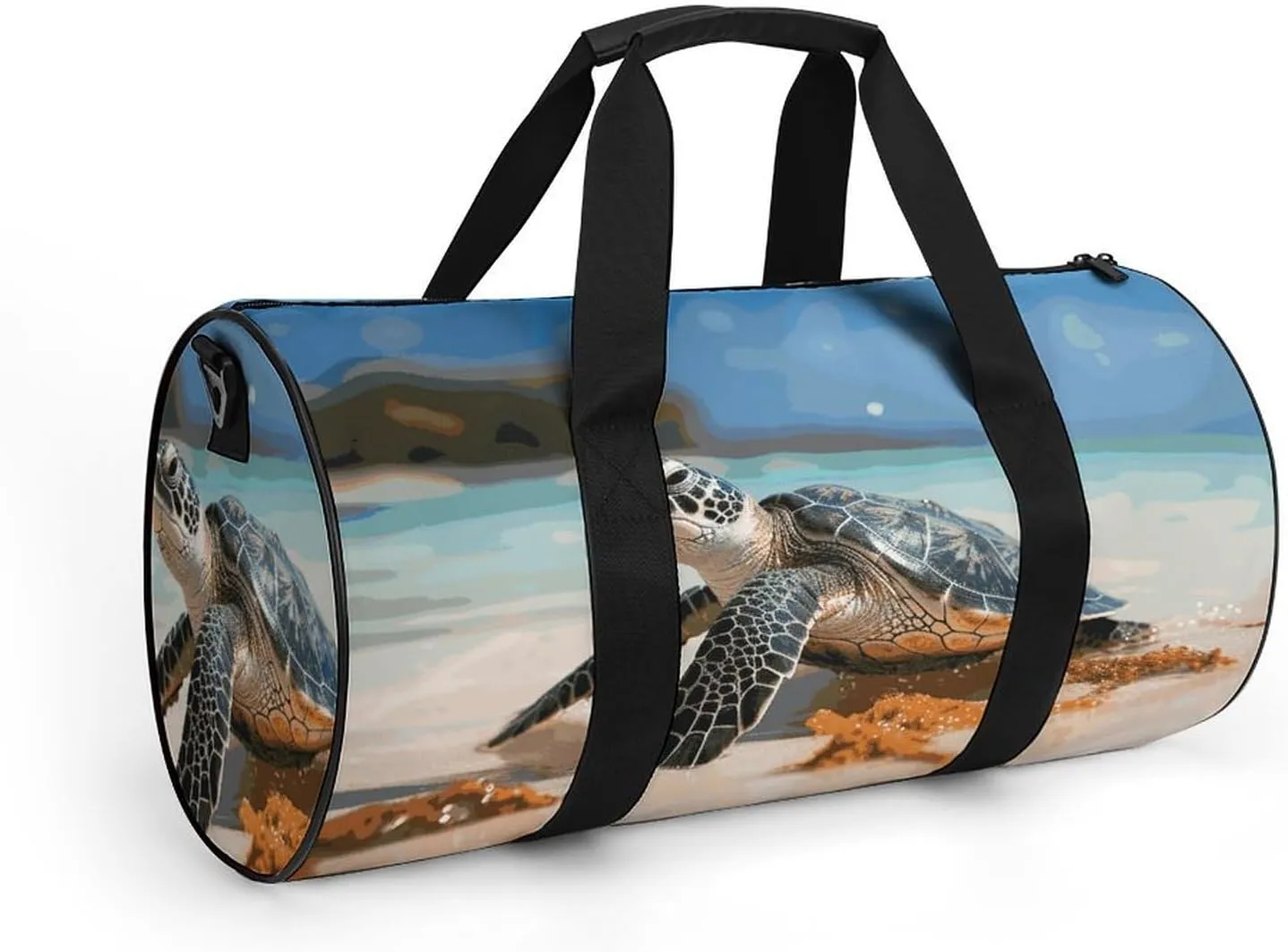 Gym Bags Small Sea Turtle on The Beach Duffel Bag Overnight Bag with Shoe Compartment Carryon Bag for Men Women