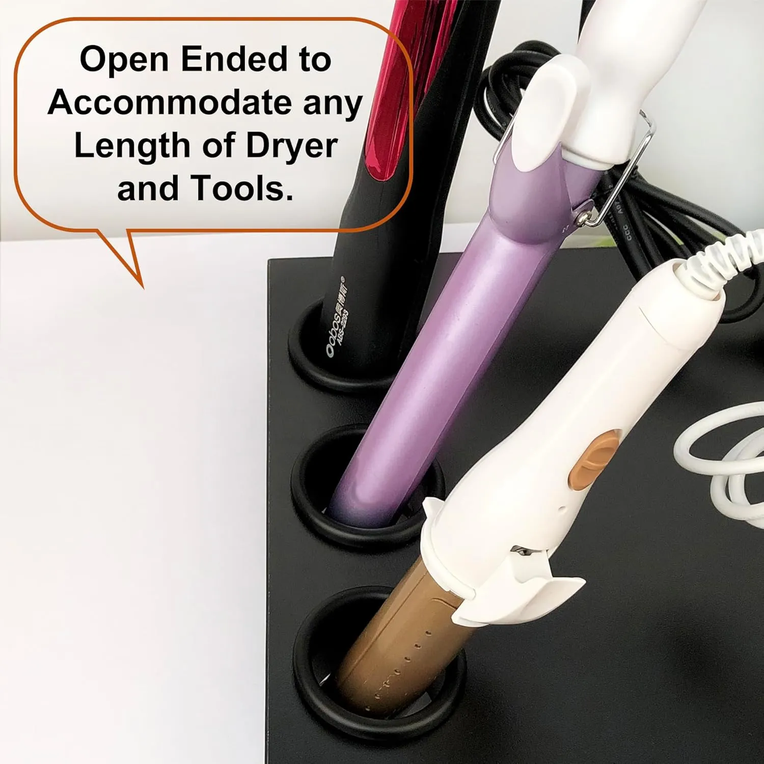 Hair Styling Station - Curling Hot Iron Appliance with Tube Package and Organizer for Salon, 3pcs, 2inch, Black