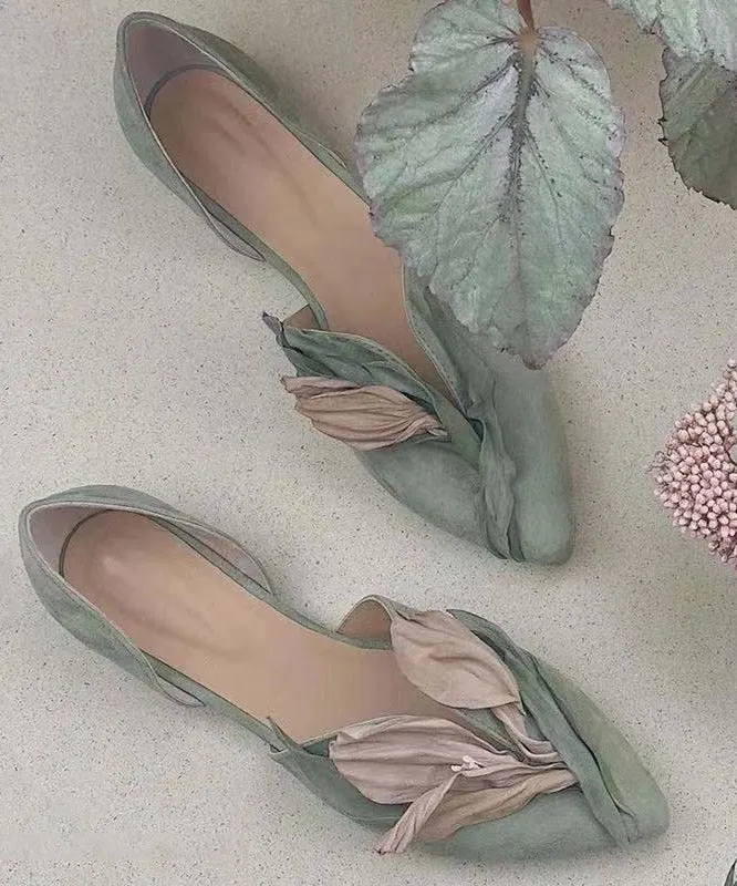 Handmade Flower Petal Pointed Toe Flat Shoes