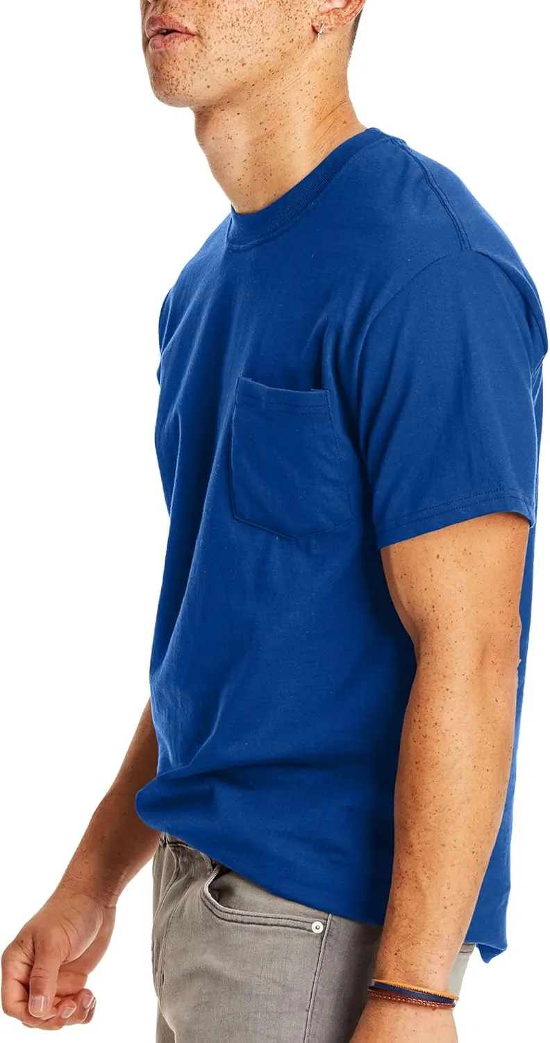 Hanes Men's Heavyweight Pocket T-Shirt, Beefy-T Full-Cut Cotton Pocket Tee for Men, Crewneck T-Shirt For Men, 1 or 2 Pack