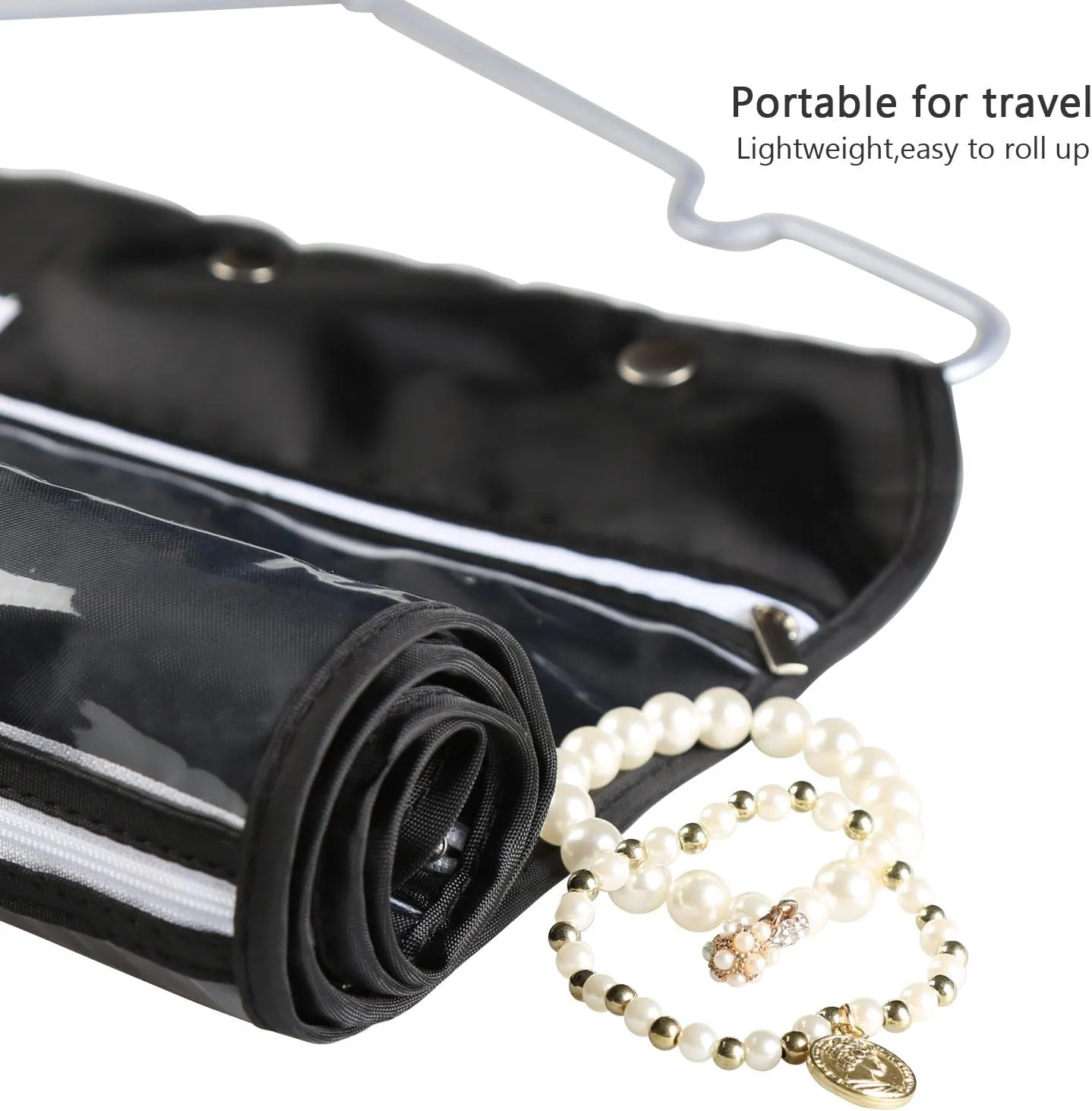 Hanging Jewelry Organizer,Accessories Organizer,56 Zipper Pocket Organizer for Holding Jewelries (Black-Zipper)