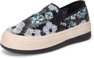 Happy Mary Loafers Women's 2024 Autumn New Lazy Slip Sequin Sparkle Thick-Soled Anti-Slip Shoes Women