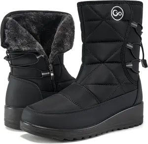 HARENCE Winter Snow Boots for Women: Warm Fur Lined Zipper Ankle Booties Comfortable Outdoor Waterproof Slip On Womens Boots