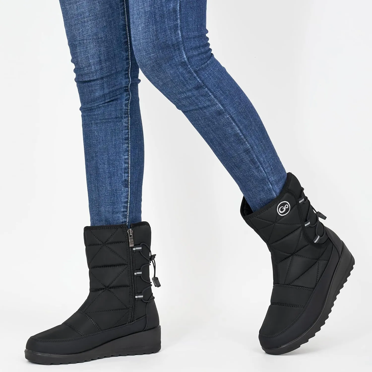 HARENCE Winter Snow Boots for Women: Warm Fur Lined Zipper Ankle Booties Comfortable Outdoor Waterproof Slip On Womens Boots