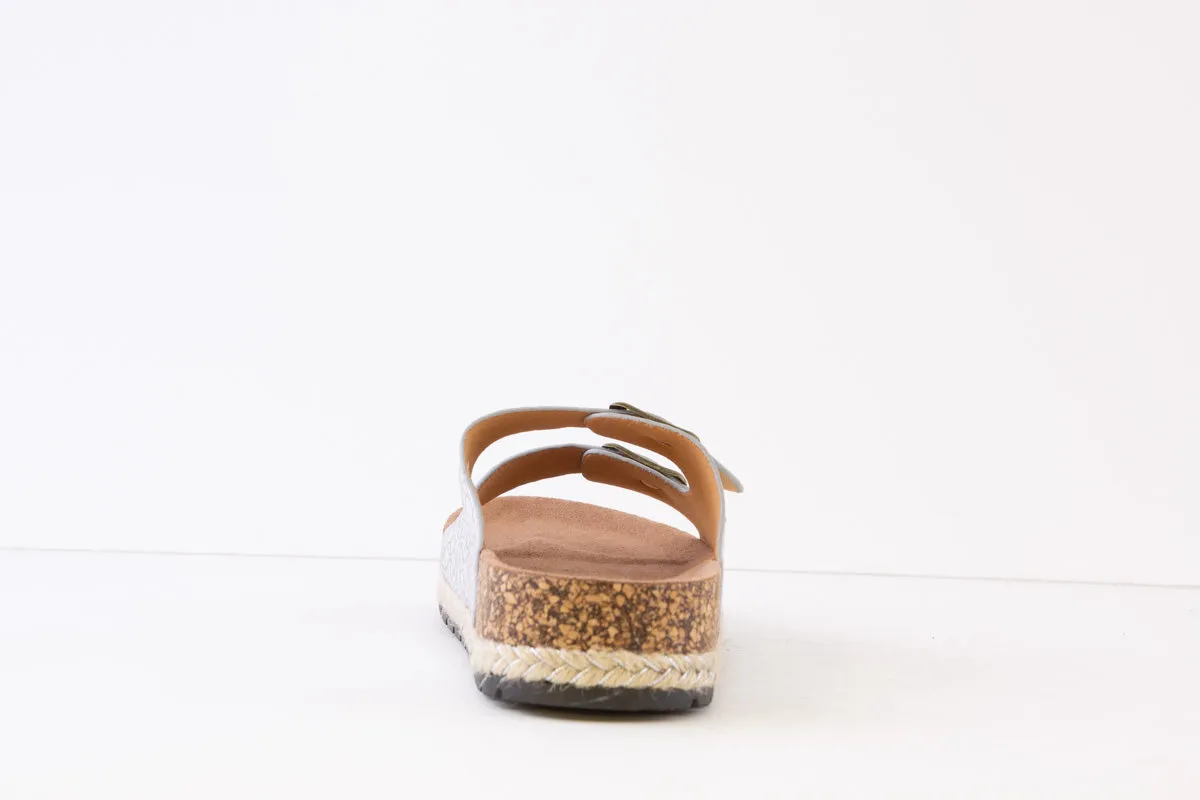 HEAVENLY FEET - ALEXIS COMFORT DOUBLE STRAP MULE - SILVER