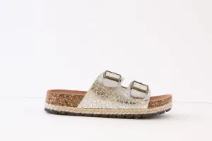 HEAVENLY FEET - ALEXIS COMFORT DOUBLE STRAP MULE - SILVER