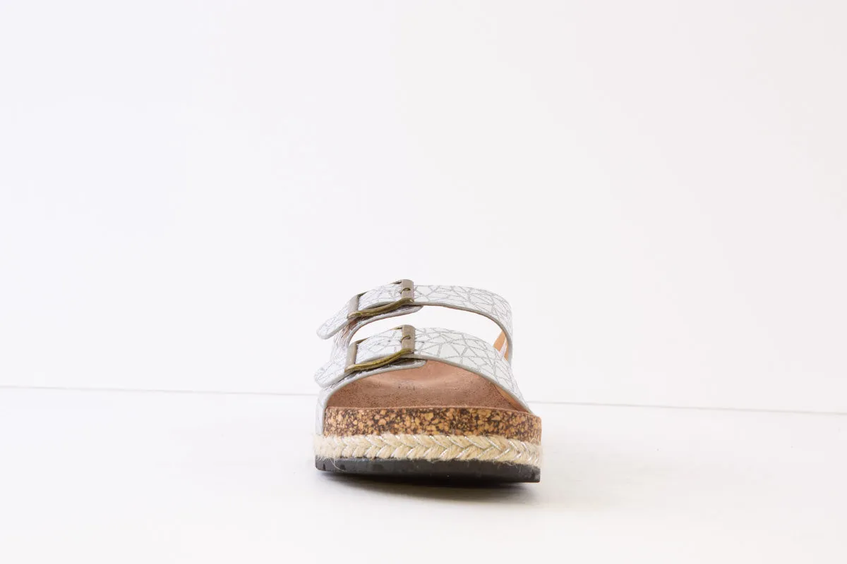 HEAVENLY FEET - ALEXIS COMFORT DOUBLE STRAP MULE - SILVER