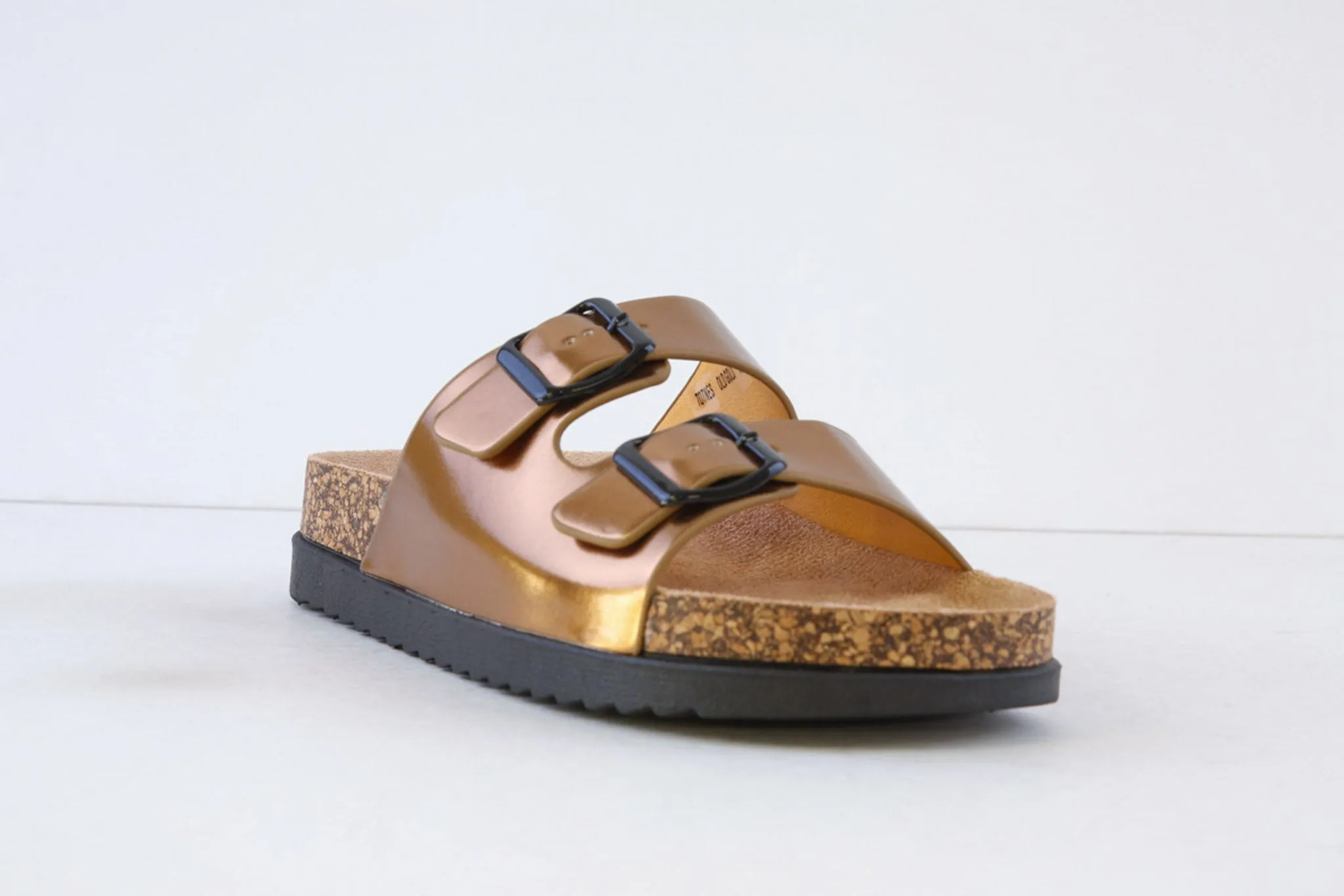 HEAVENLY FEET - TOTNES DOUBLE BUCKLE MULE - DARK GOLD