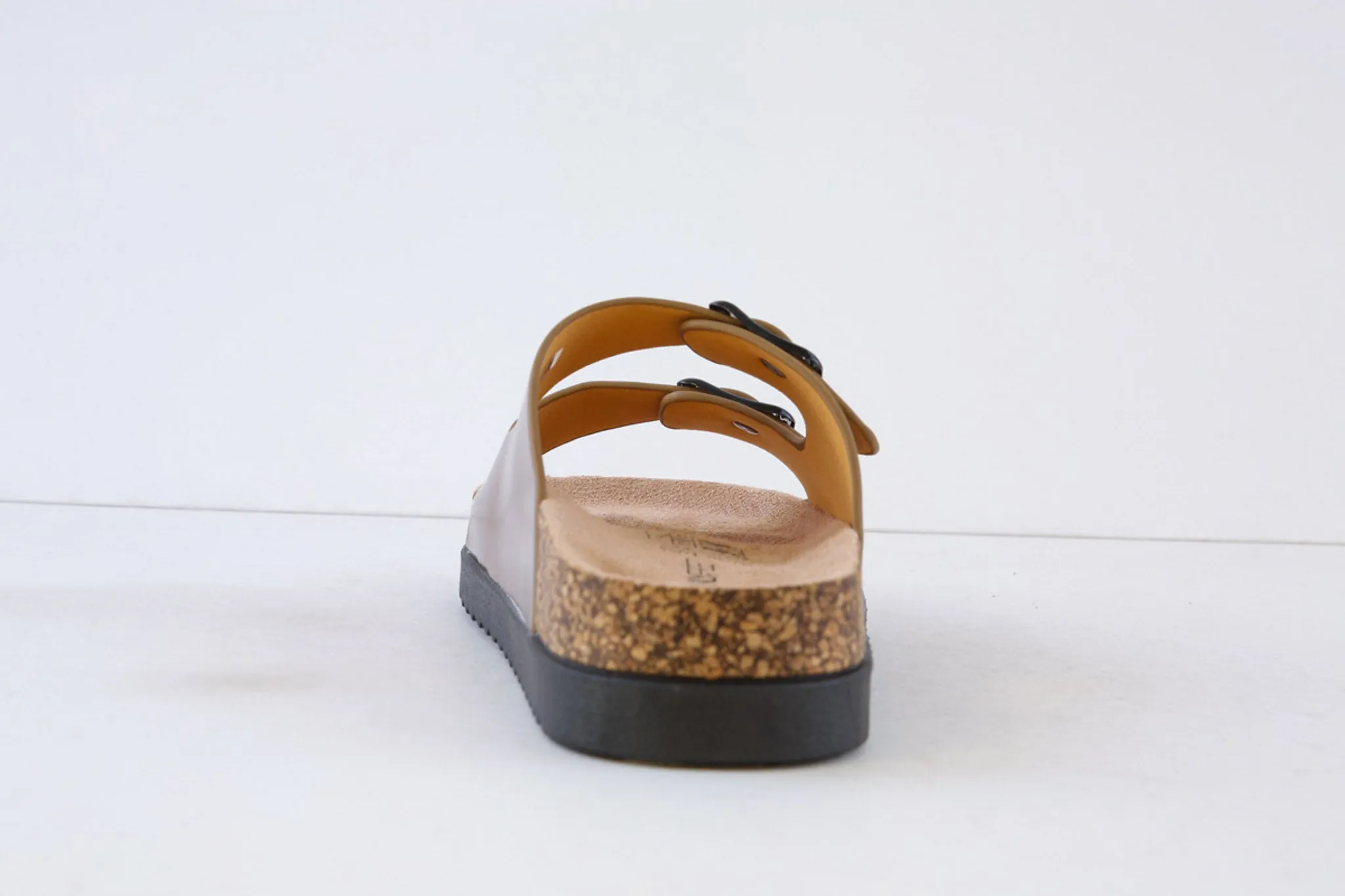 HEAVENLY FEET - TOTNES DOUBLE BUCKLE MULE - DARK GOLD