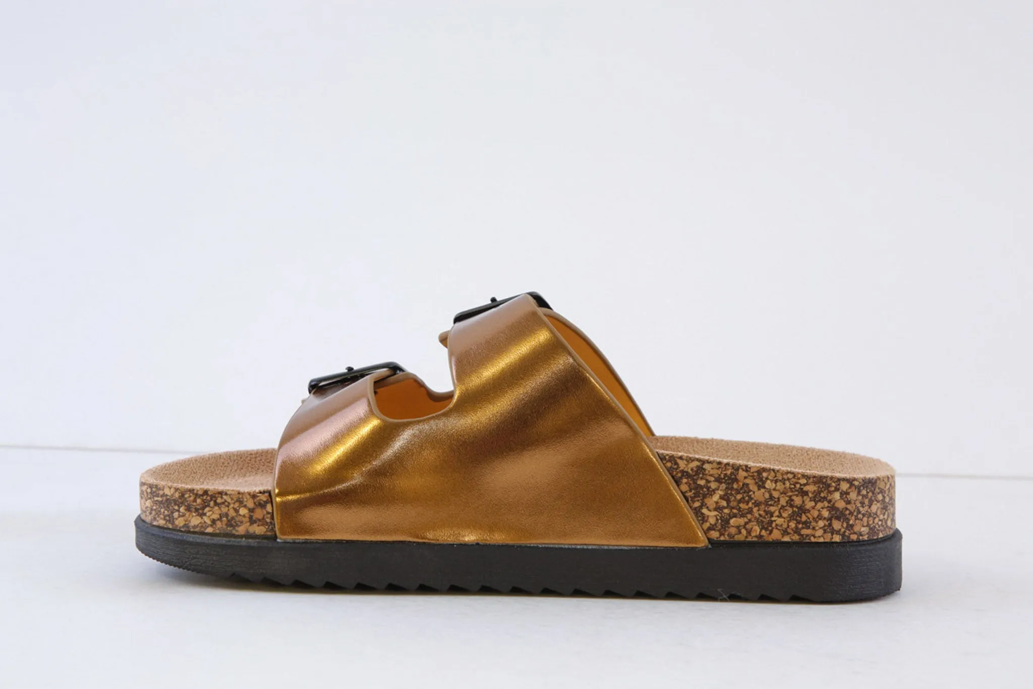 HEAVENLY FEET - TOTNES DOUBLE BUCKLE MULE - DARK GOLD