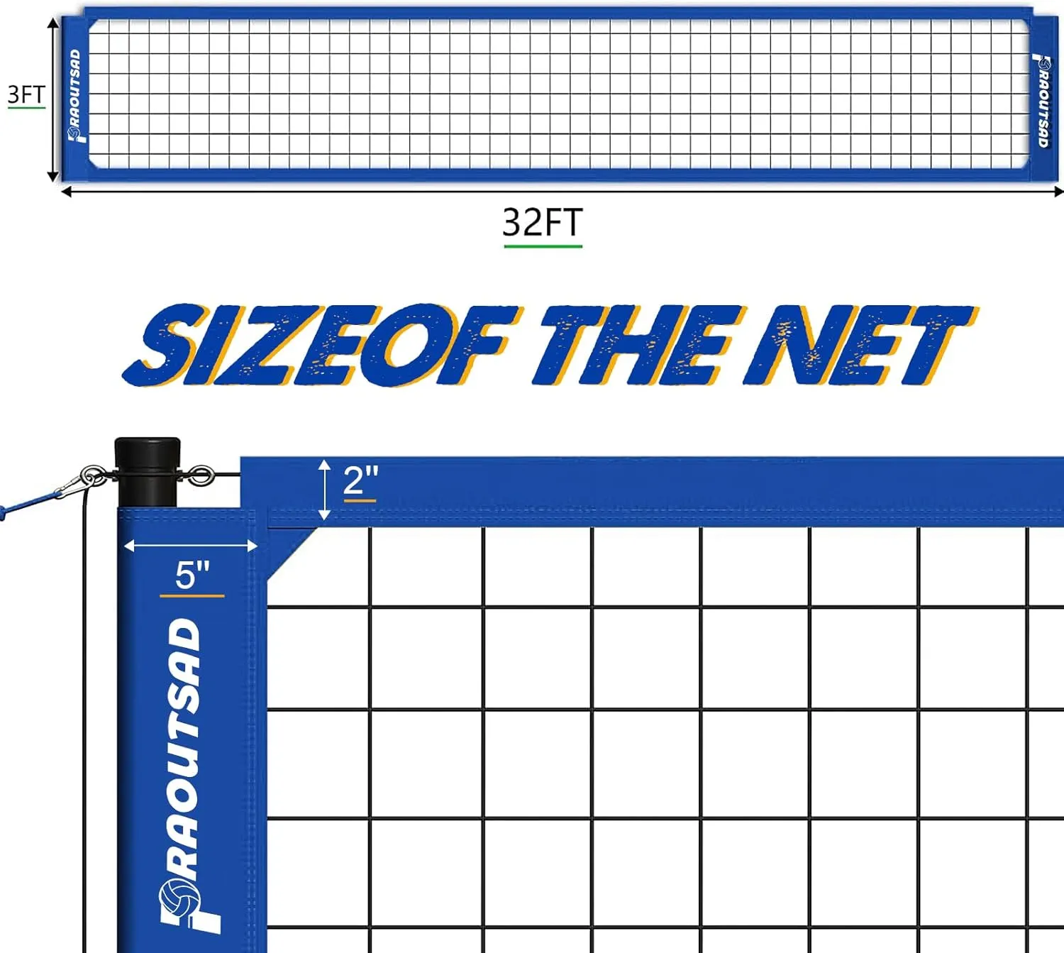 Heavy Duty Volleyball Net for Backyard, Professional Portable Outdoor Volleyball Net Set with Adjustable Aluminum Poles, Winch System, Anti-Sag Design, Carrying Bag for Beach and Grass