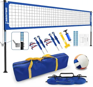 Heavy Duty Volleyball Net for Backyard, Professional Portable Outdoor Volleyball Net Set with Adjustable Aluminum Poles, Winch System, Anti-Sag Design, Carrying Bag for Beach and Grass