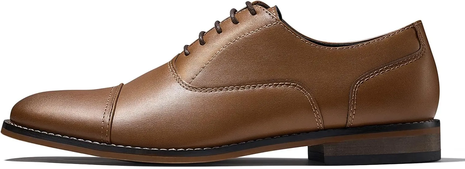 HEEZ Men's Oxford Shoes, Oxford Dress Shoes, Classic Wingtip Lace Up Dress Shoes with Cup Toe, Formal Leather Shoes, Removable Rebounded Insole, Anti-Slip TPR Outsole