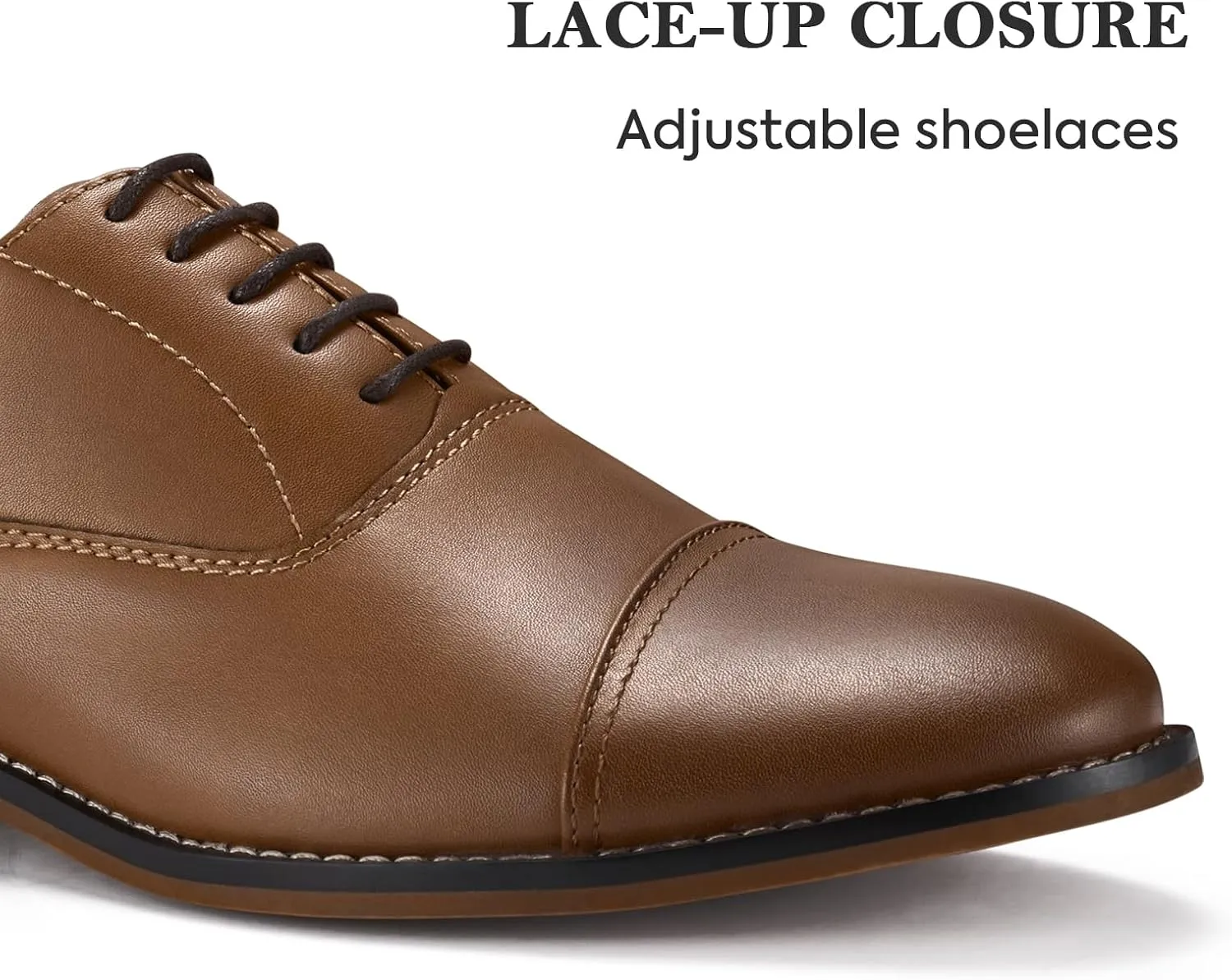 HEEZ Men's Oxford Shoes, Oxford Dress Shoes, Classic Wingtip Lace Up Dress Shoes with Cup Toe, Formal Leather Shoes, Removable Rebounded Insole, Anti-Slip TPR Outsole