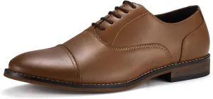 HEEZ Men's Oxford Shoes, Oxford Dress Shoes, Classic Wingtip Lace Up Dress Shoes with Cup Toe, Formal Leather Shoes, Removable Rebounded Insole, Anti-Slip TPR Outsole
