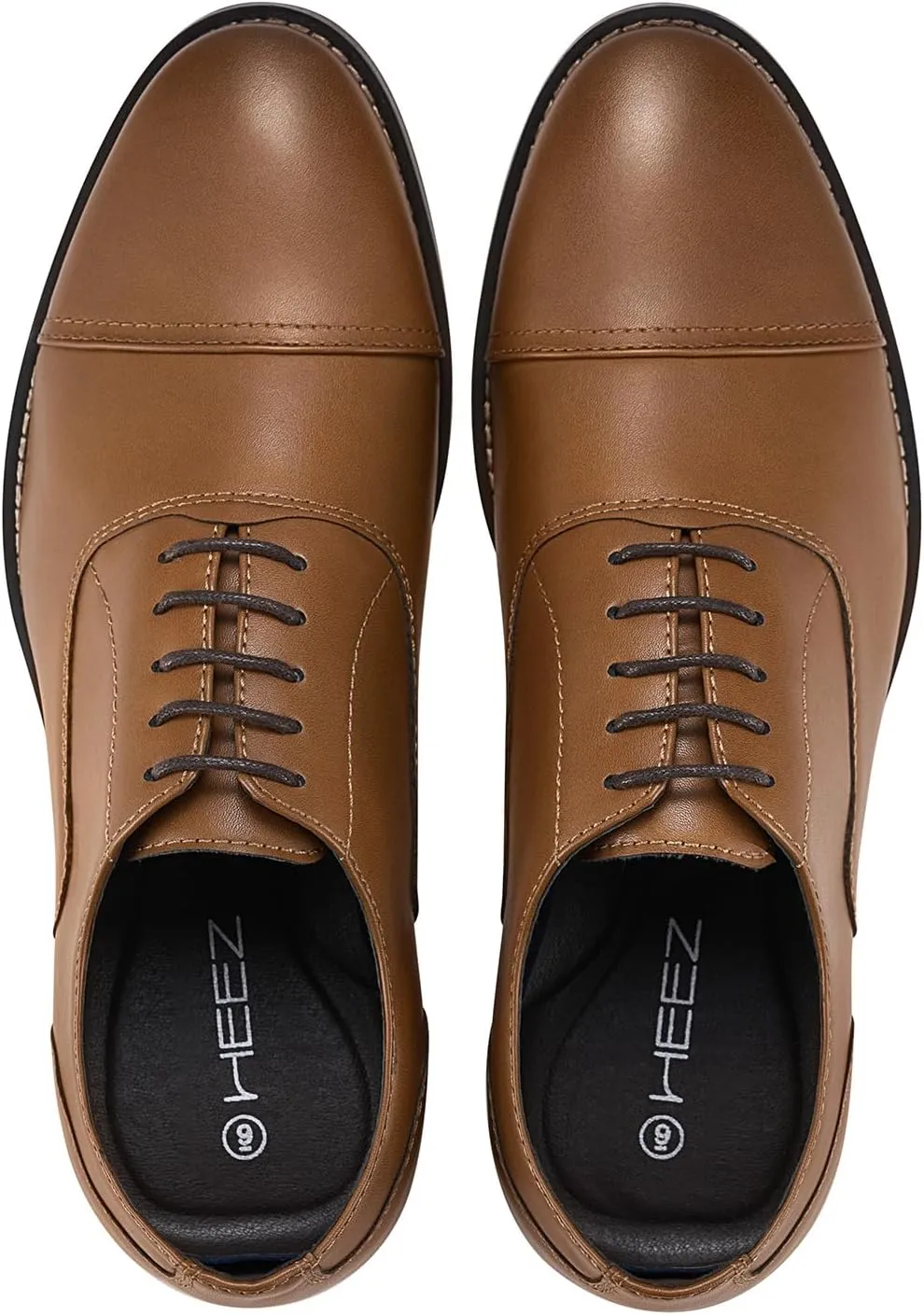 HEEZ Men's Oxford Shoes, Oxford Dress Shoes, Classic Wingtip Lace Up Dress Shoes with Cup Toe, Formal Leather Shoes, Removable Rebounded Insole, Anti-Slip TPR Outsole