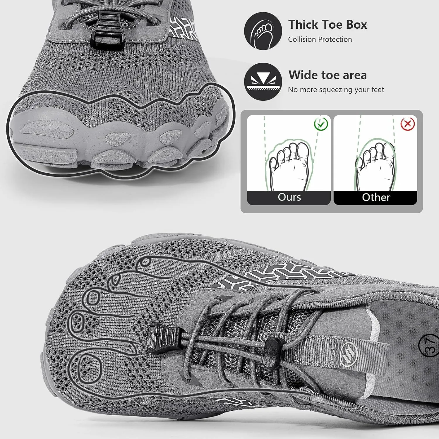 Hike Barefoot Shoes Women Men Wide Toe Box Zero Drop Footwear Lightweight Hike Shoe Non-Slip Grounded Shoes Women for Outdoor Trail Running Walking Weightlifting