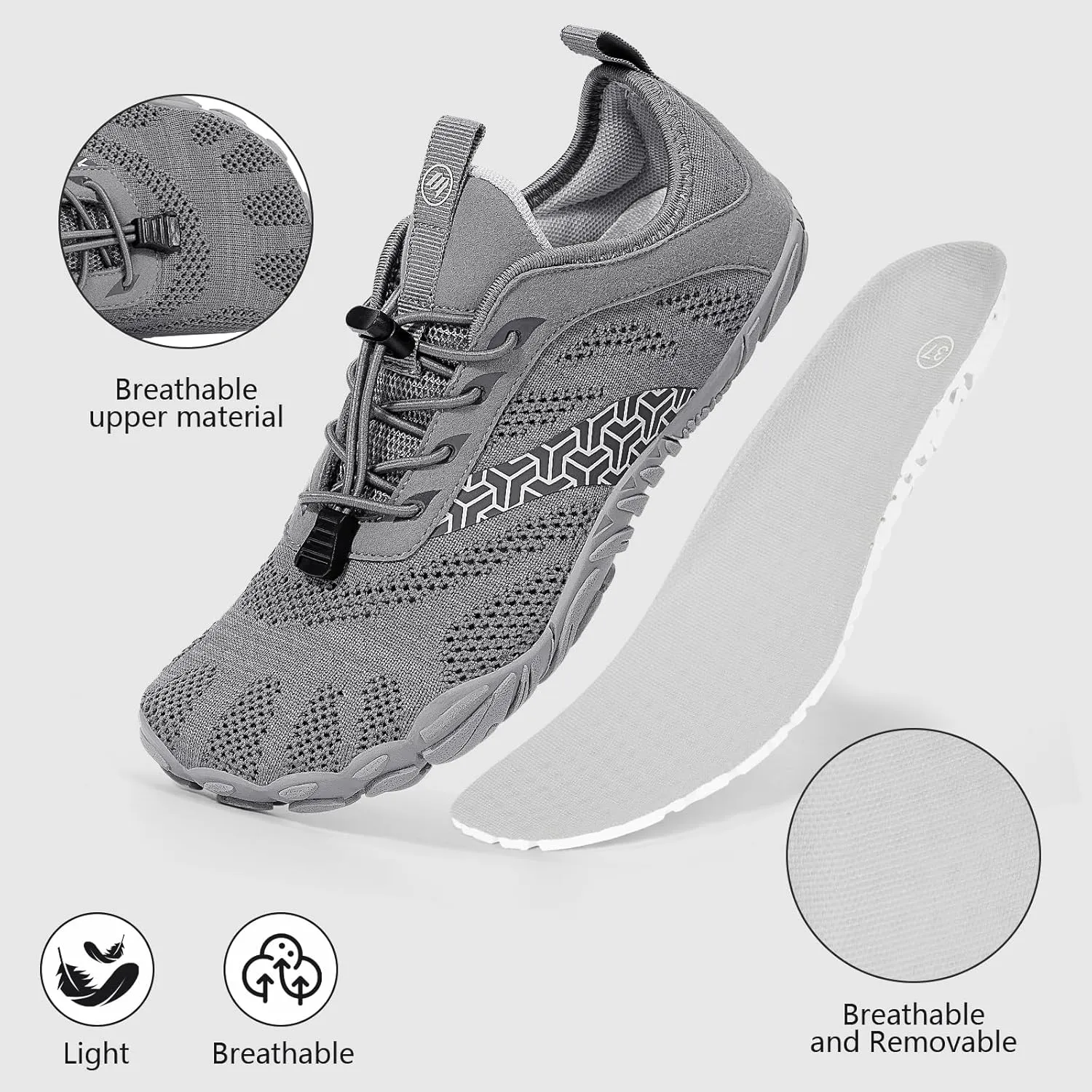 Hike Barefoot Shoes Women Men Wide Toe Box Zero Drop Footwear Lightweight Hike Shoe Non-Slip Grounded Shoes Women for Outdoor Trail Running Walking Weightlifting