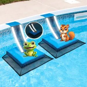 HKZ Pool Critter Animal Escape Ramp - 2Pack Critter Frog Saver Log for Swimming Pool with Reflective Strips, Wildlife Frog Pool Saver Floating Escape Device for Small Critters Squirrel Lizards (Blue)