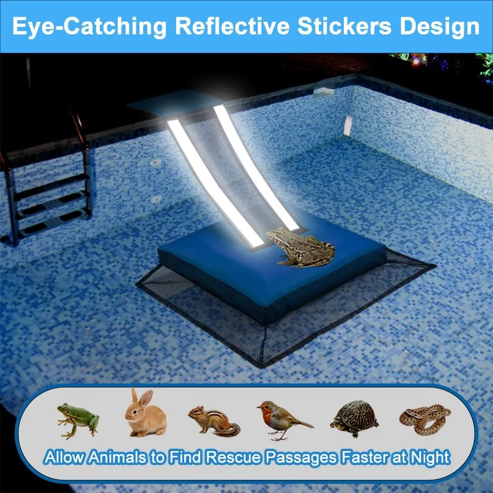 HKZ Pool Critter Animal Escape Ramp - 2Pack Critter Frog Saver Log for Swimming Pool with Reflective Strips, Wildlife Frog Pool Saver Floating Escape Device for Small Critters Squirrel Lizards (Blue)