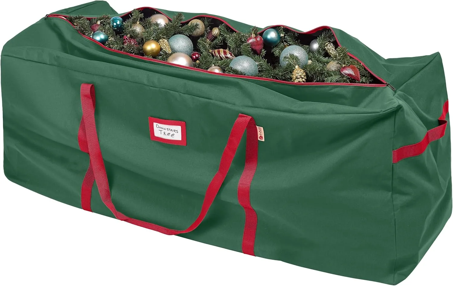 HOLDN’ STORAGE Christmas Tree Bag Heavy Duty 600D Oxford - Christmas Tree Bags Storage Fits Up To 9Ft, Extra Wide, Waterproof Storage Bags with Reinforced Handles & Zipper - Green