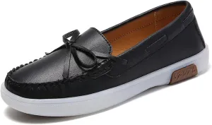 HOOENG Flat Shoes for Women Vegan Leather Deck Shoes Lace Up 1-Eye Stitching Details Comfort Round Toe Resistant Hospital Slip on (Color : Yellow, Size : 9.5)
