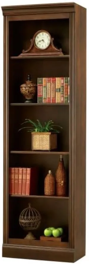 Howard Miller Oxford Varmus Wood Bookcase II, Wooden Touch Finish - Adjustable Shelf, Fluted Front Frame for Collectibles, Living Room Or - Office Vertical Home Decor, Floor Mount