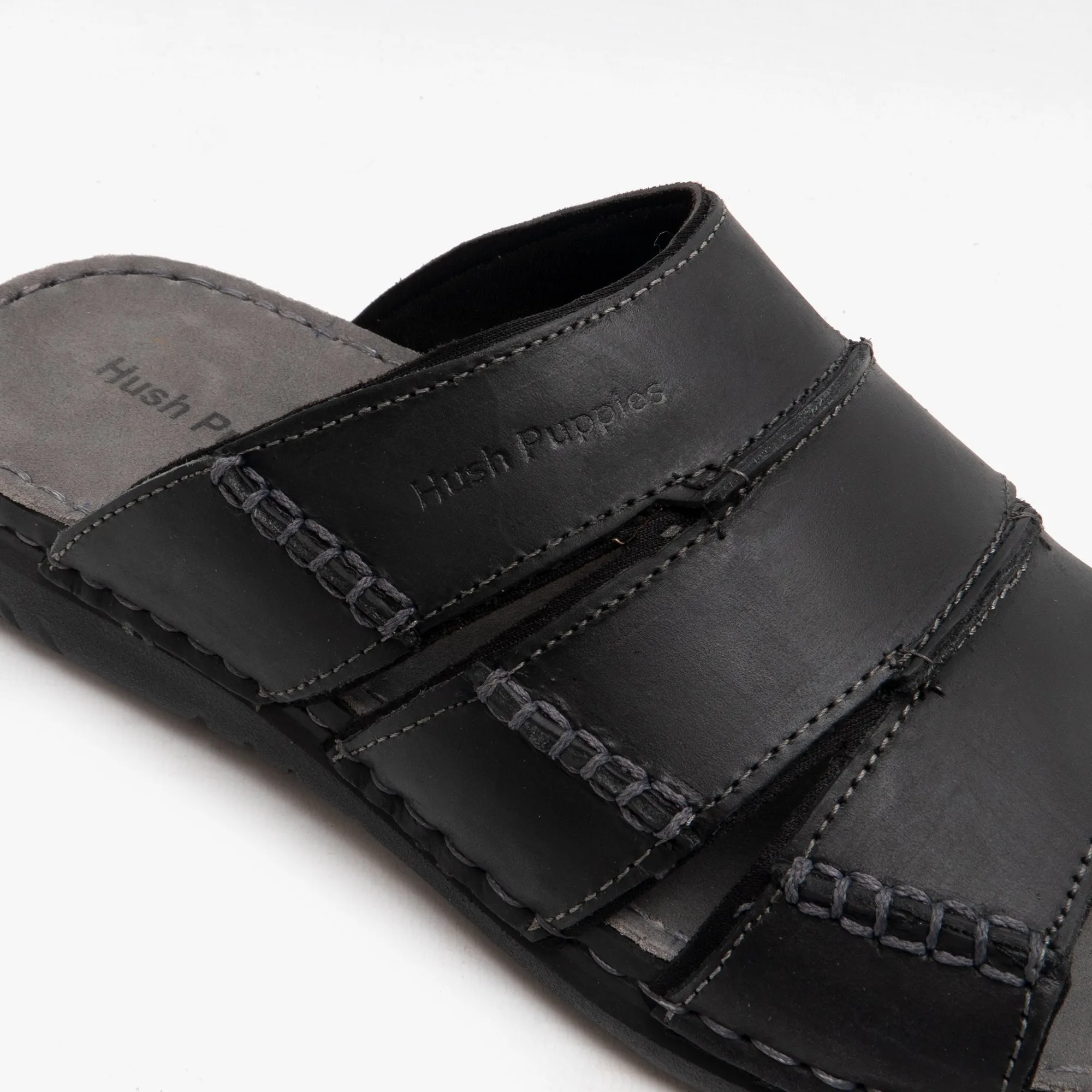 Hush Puppies CAMERON Mens Leather Mule Sandals Black