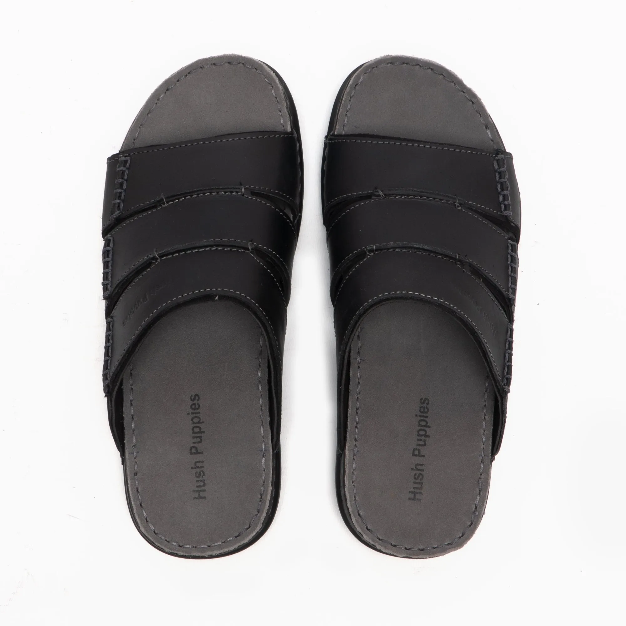 Hush Puppies CAMERON Mens Leather Mule Sandals Black