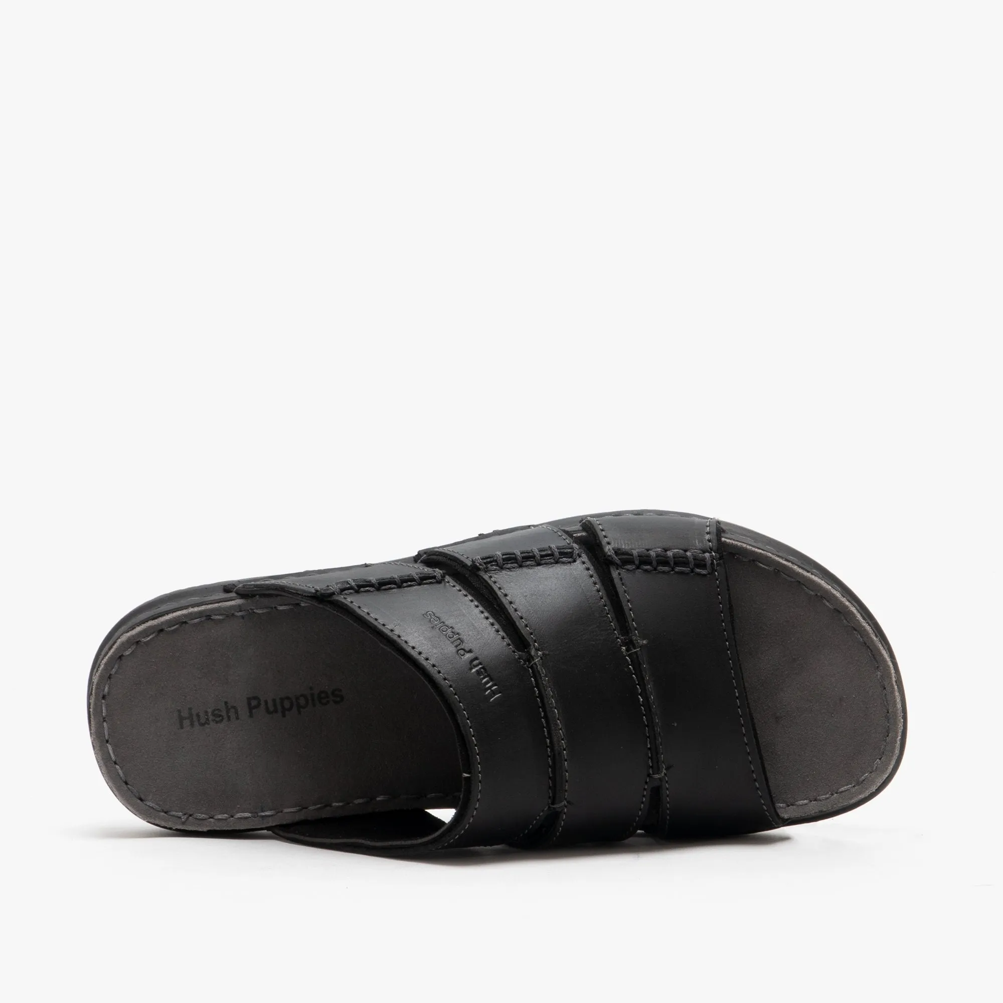 Hush Puppies CAMERON Mens Leather Mule Sandals Black