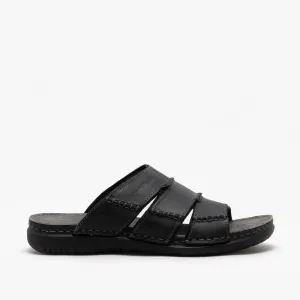 Hush Puppies CAMERON Mens Leather Mule Sandals Black