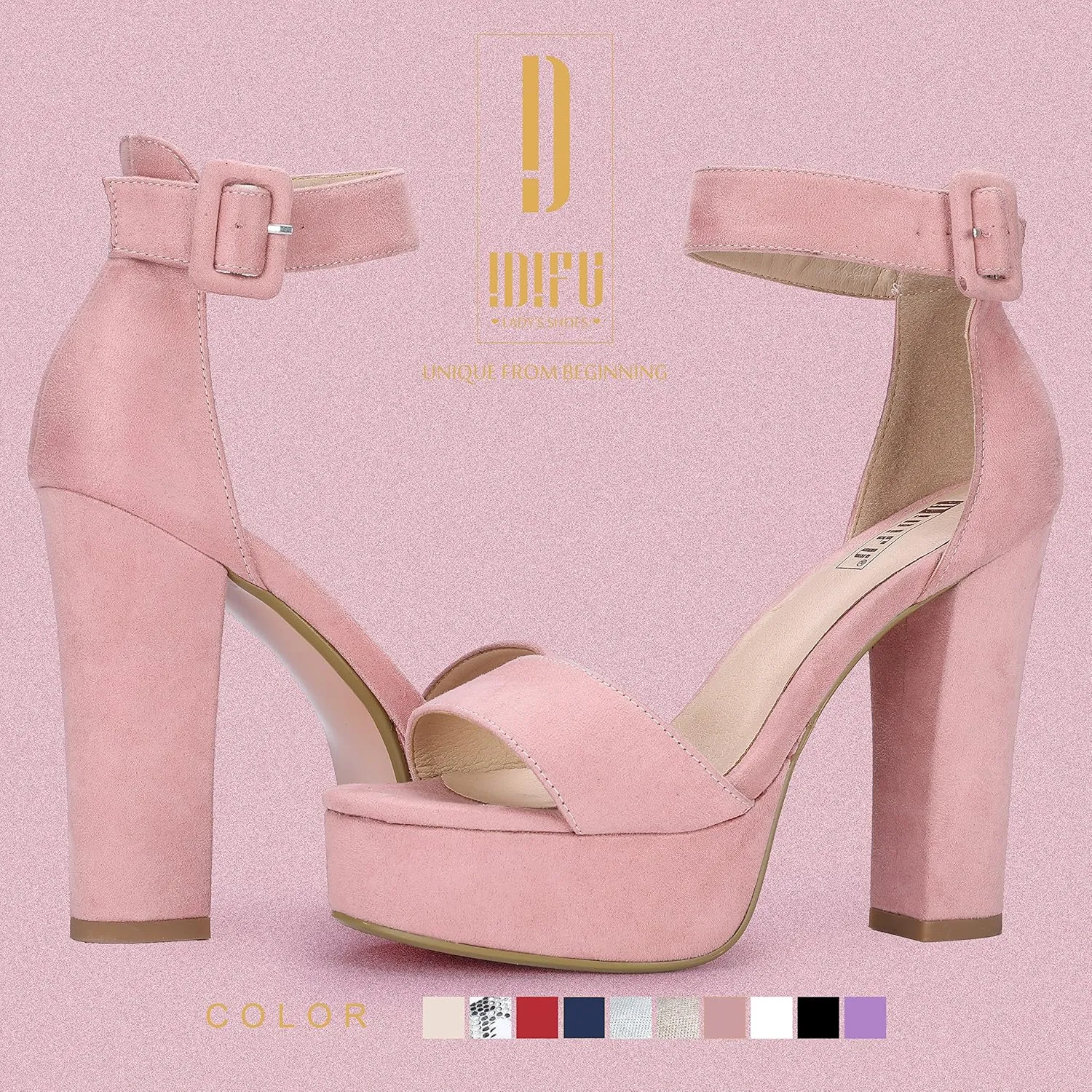 IDIFU Women's Ankle-Strap Heeled Sandal