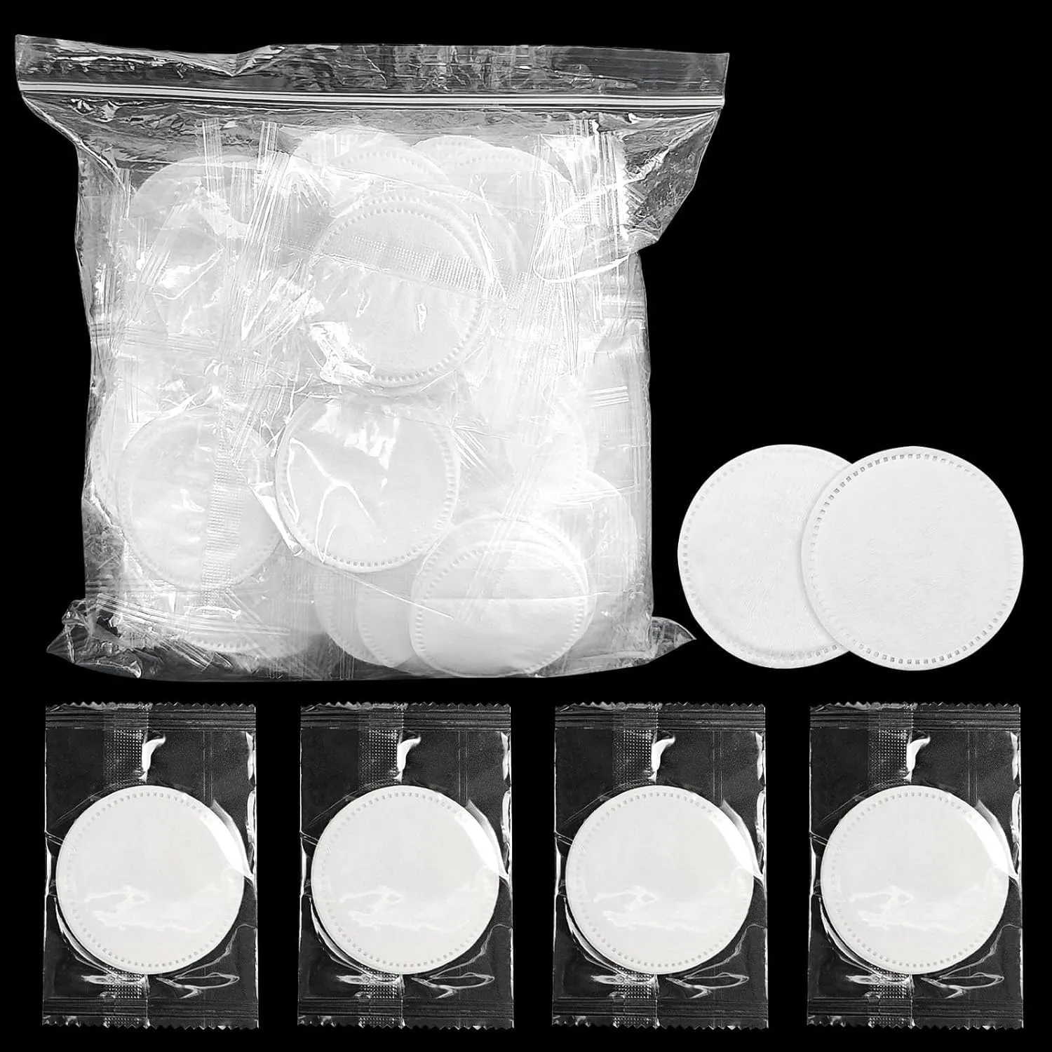 Individually Wrapped Cotton,Individually Wrapped Cotton Pads,Individually Wrapped Cotton Rounds,Cotton Pad for Face Individual Wrap Hotel Personal Care Kit (2Pcs Cotton Pads/Set, 100, Count)
