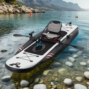 Inflatable Kayak with Pedal System, Premium 12ft PVC Fishing Kayak, Portable & Lightweight with Aluminum Seat, Rudder System, and Accessories Included