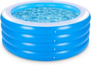 Inflatable Swimming Pool, 70"x30" Large Deep Round Inflatable Pool with Handles Family Pool, Summer Water Party, Kids, Outdoor, Garden Backyard, Suitable for Adults & 3  Year Olds (Blue)