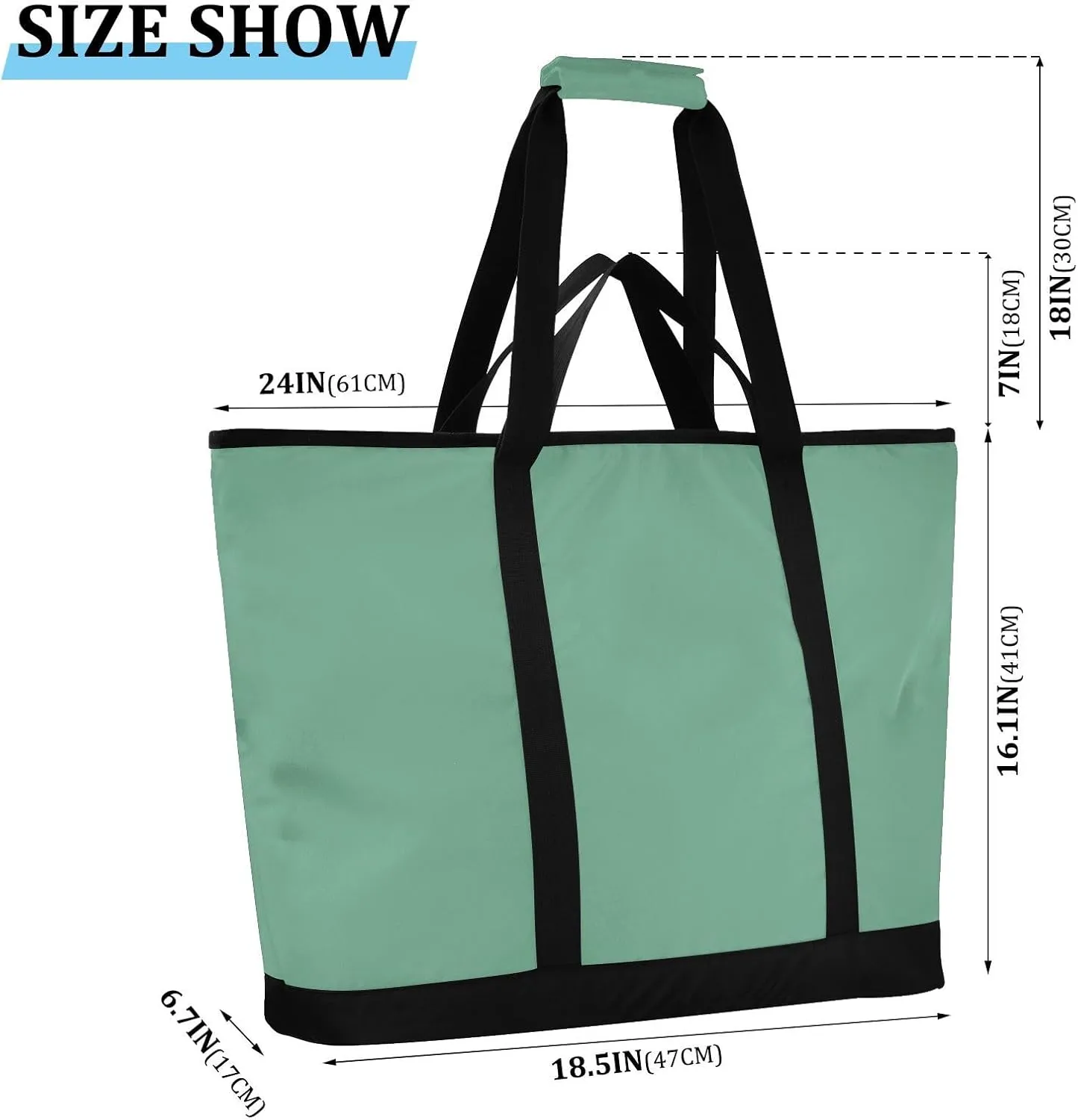 Insulated Cooler Tote Bag Keeps Food Hot or Cold Reusable Shopping Bags for Groceries with Zipper for Beach Travel Picnics
