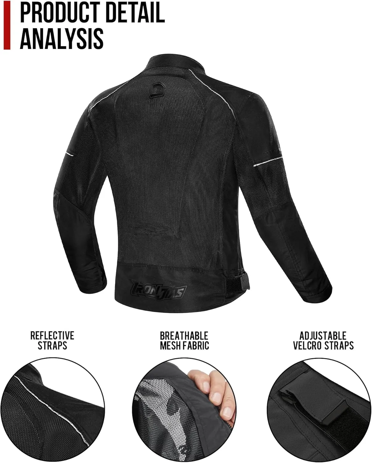 IRON JIA'S Motorcycle Jacket, CE Armored, Summer Riding Mesh Breathable Casual Biker Jacket for Men