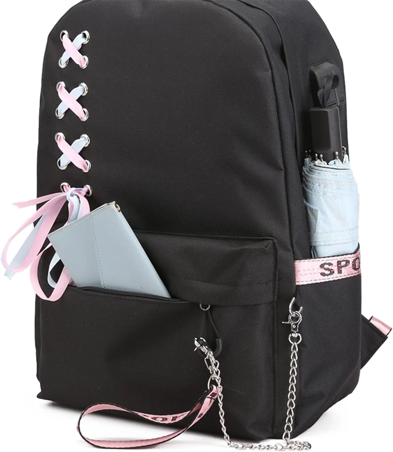 ISaikoy Anime Fruit Basket Backpack Kyo Soma Tohru Yuki Bookbag Daypack School Bag with USB Charging Port 12