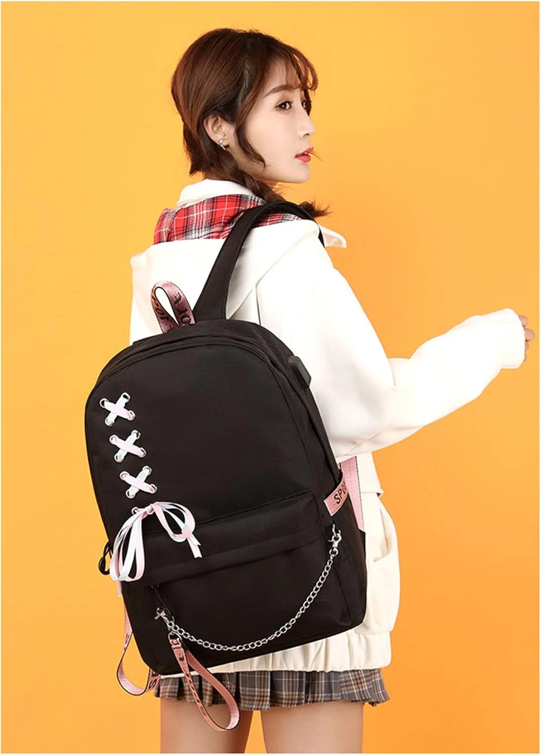 ISaikoy Anime Fruit Basket Backpack Kyo Soma Tohru Yuki Bookbag Daypack School Bag with USB Charging Port 12