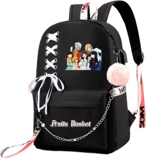 ISaikoy Anime Fruit Basket Backpack Kyo Soma Tohru Yuki Bookbag Daypack School Bag with USB Charging Port 12