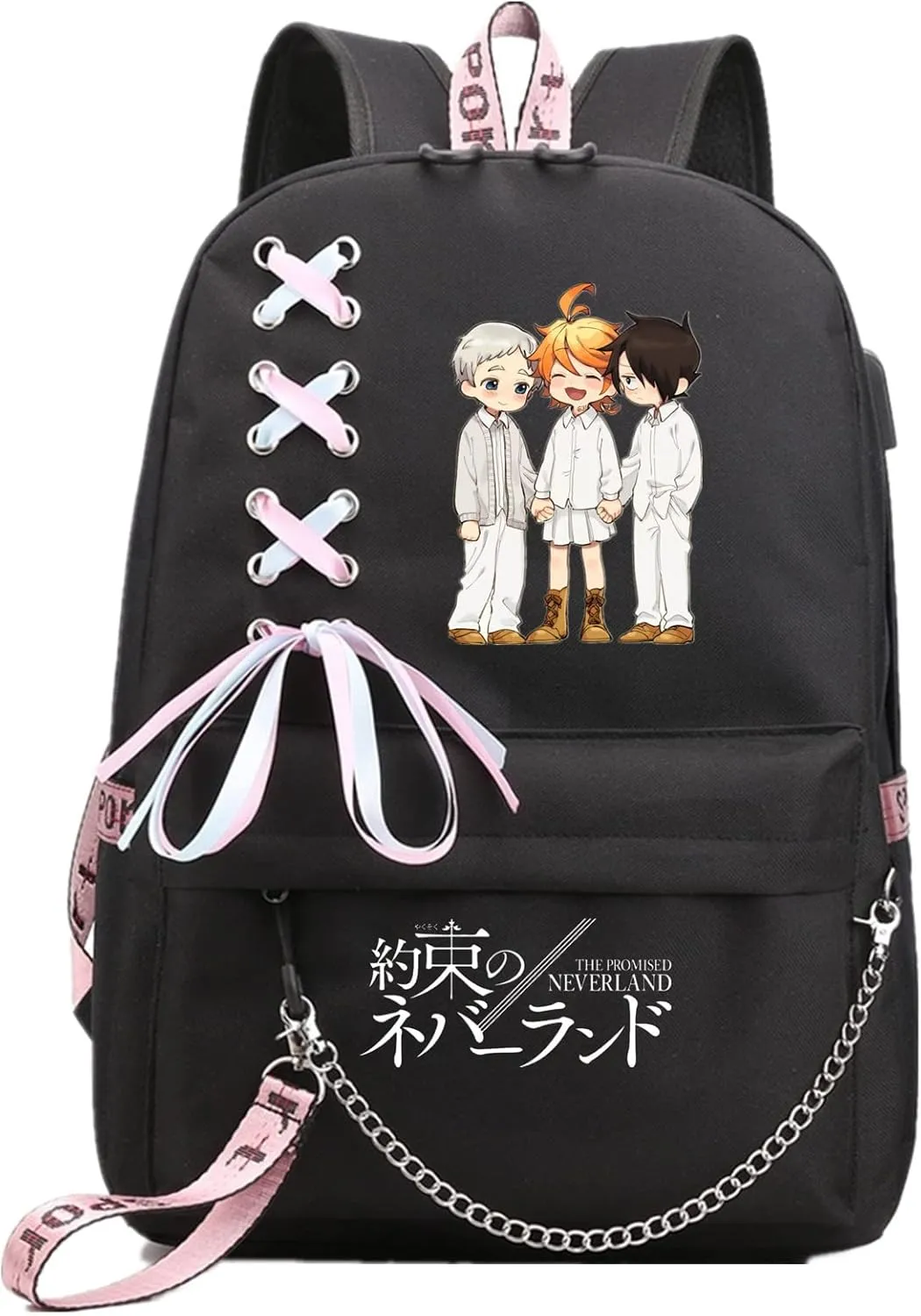 ISaikoy Anime The Promised Neverland Backpack Shoulder Bag Bookbag Student School Bag Daypack Satchel 13