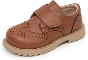 ISINSER Toddler Boys Girls Classic Dress Shoes Little Kid PU Leather Comfort Rubble Sole Oxford School Uniform Wedding Flats