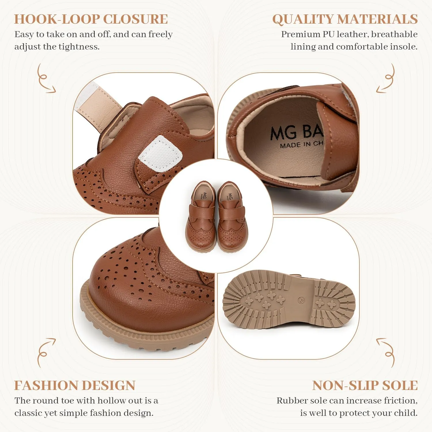 ISINSER Toddler Boys Girls Classic Dress Shoes Little Kid PU Leather Comfort Rubble Sole Oxford School Uniform Wedding Flats