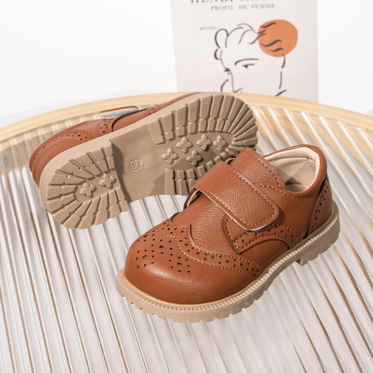 ISINSER Toddler Boys Girls Classic Dress Shoes Little Kid PU Leather Comfort Rubble Sole Oxford School Uniform Wedding Flats