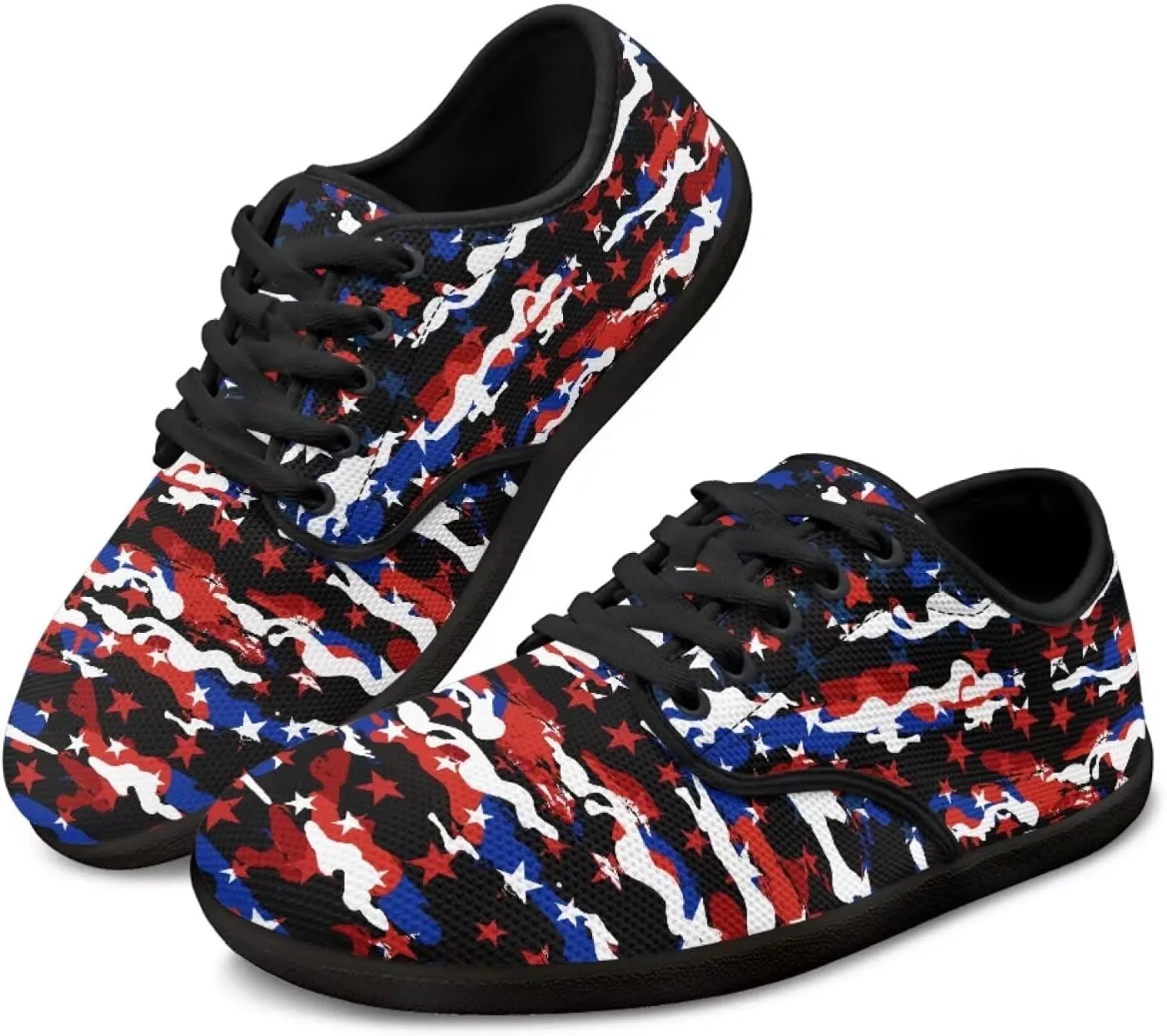 Jeiento American Flag Hike Barefoot Shoes with Wide Toe Box for Men Patriots, Non-Slip