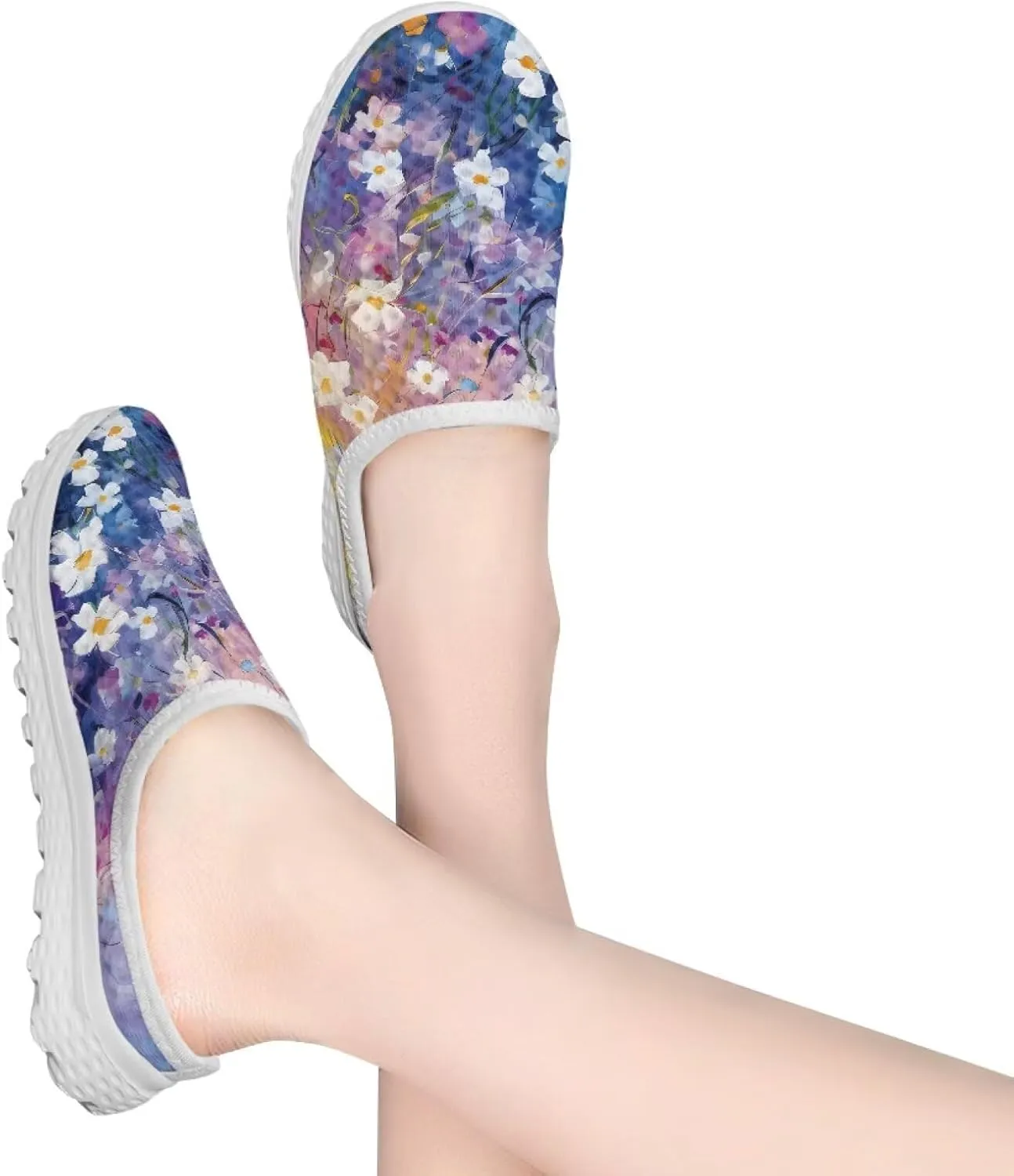 Jeiento Mules Shoes Mesh Breathable Walking Loafers Slip On Garden Clogs House Slippers for Women Butterfly Shoes Casual Travel Footwear