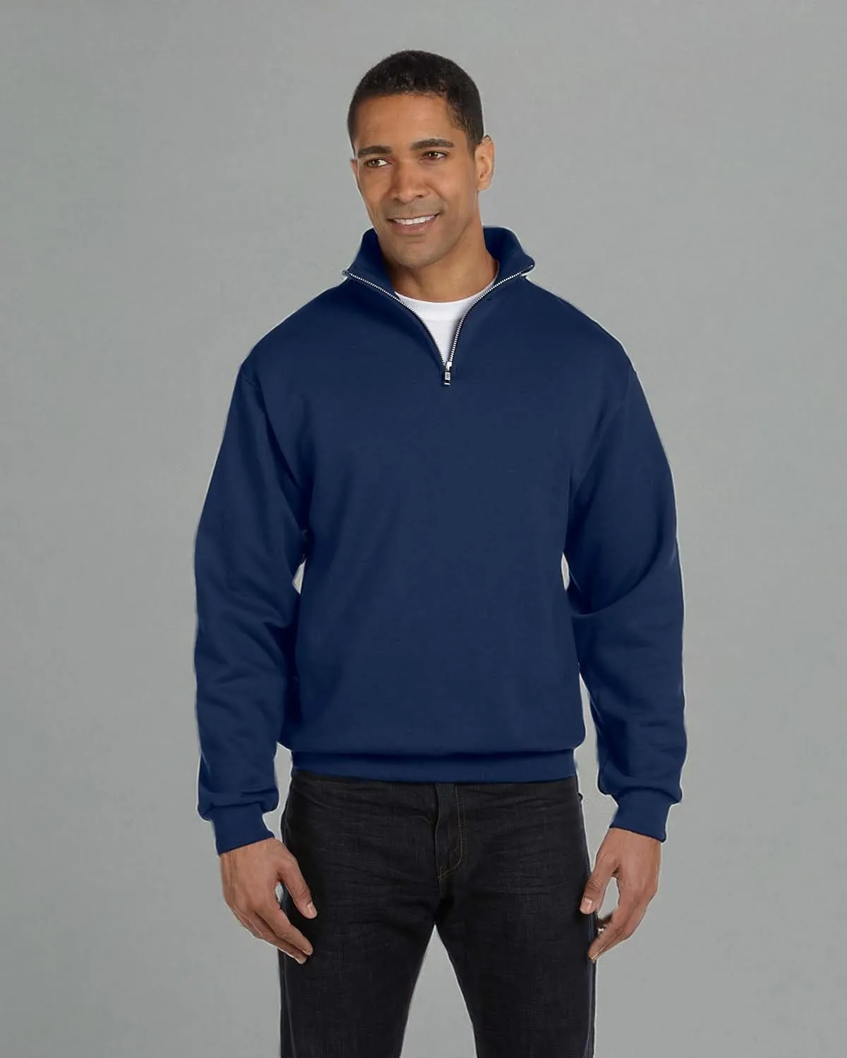 Jerzees Men's 8 oz. 50/50 NuBlend Quarter-Zip Cadet Collar Sweatshirt - Navy - S - 3X